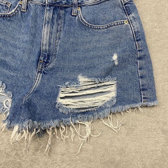 Forever21 Womens Shorts 28 Blue Cut‎ Off High Rise Jean Booty Distressed Ripped - Picture 3 of 8